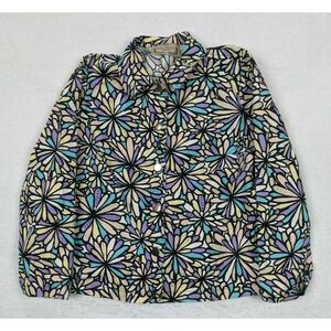 Life Style Womens Floral‎ Print Shirt Jacket Size pl Large Cotton Multicolor